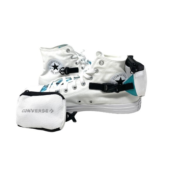 Converse Sneaker Men's Size 170829C CTAS BUCKLE UP High White Harbor Teal Canvas - Picture 7 of 9